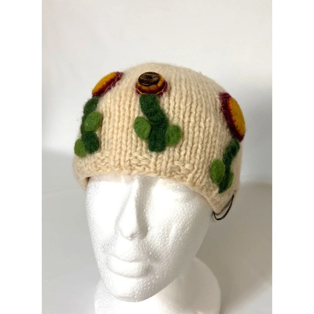 Ambler Mountain Floral Wool Hat Beanie Womens or Kids Embroidered